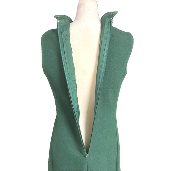 Vintage Flemington Furs 60s Green Wool Mod Dress Suit Fur Collar Classy Classic - Picture 13 of 16